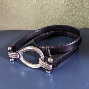 White House Black Market Black Belt with Silver Buckle. (XL)